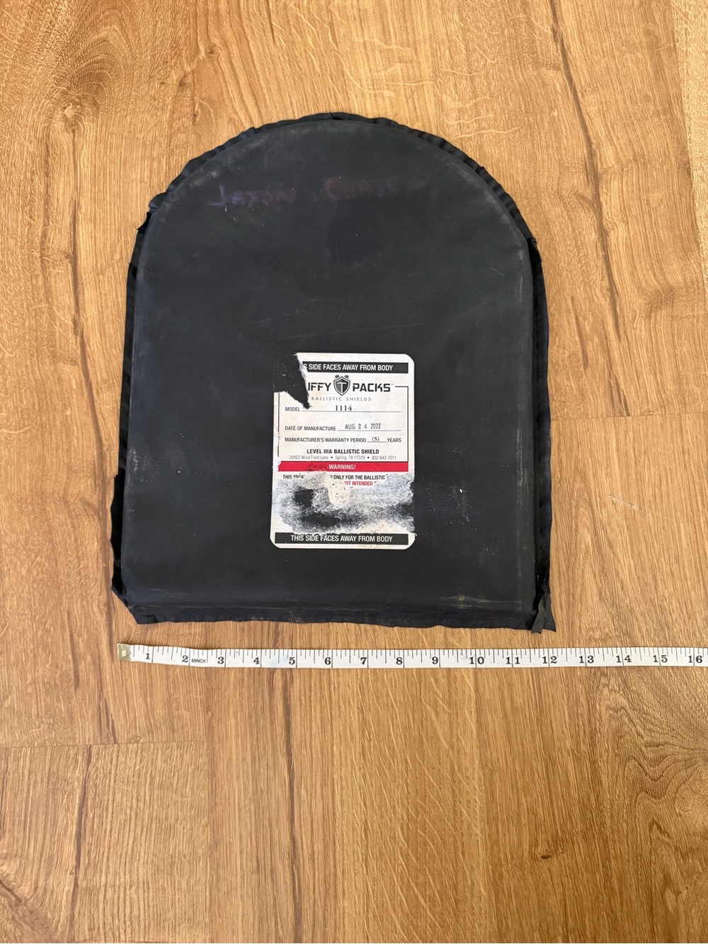 Tuffypacks 12x16 Black Soft Ballistic Panel